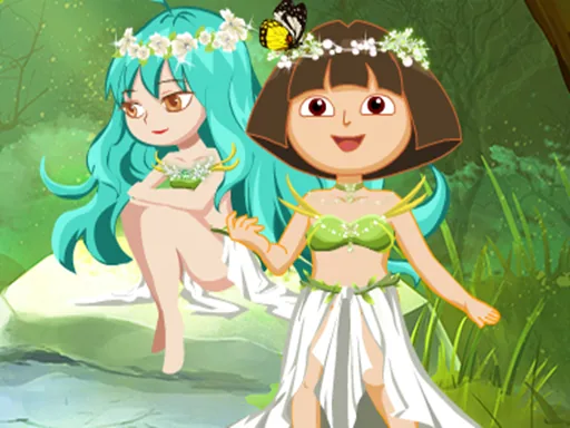 Dora with Wizard in Forest